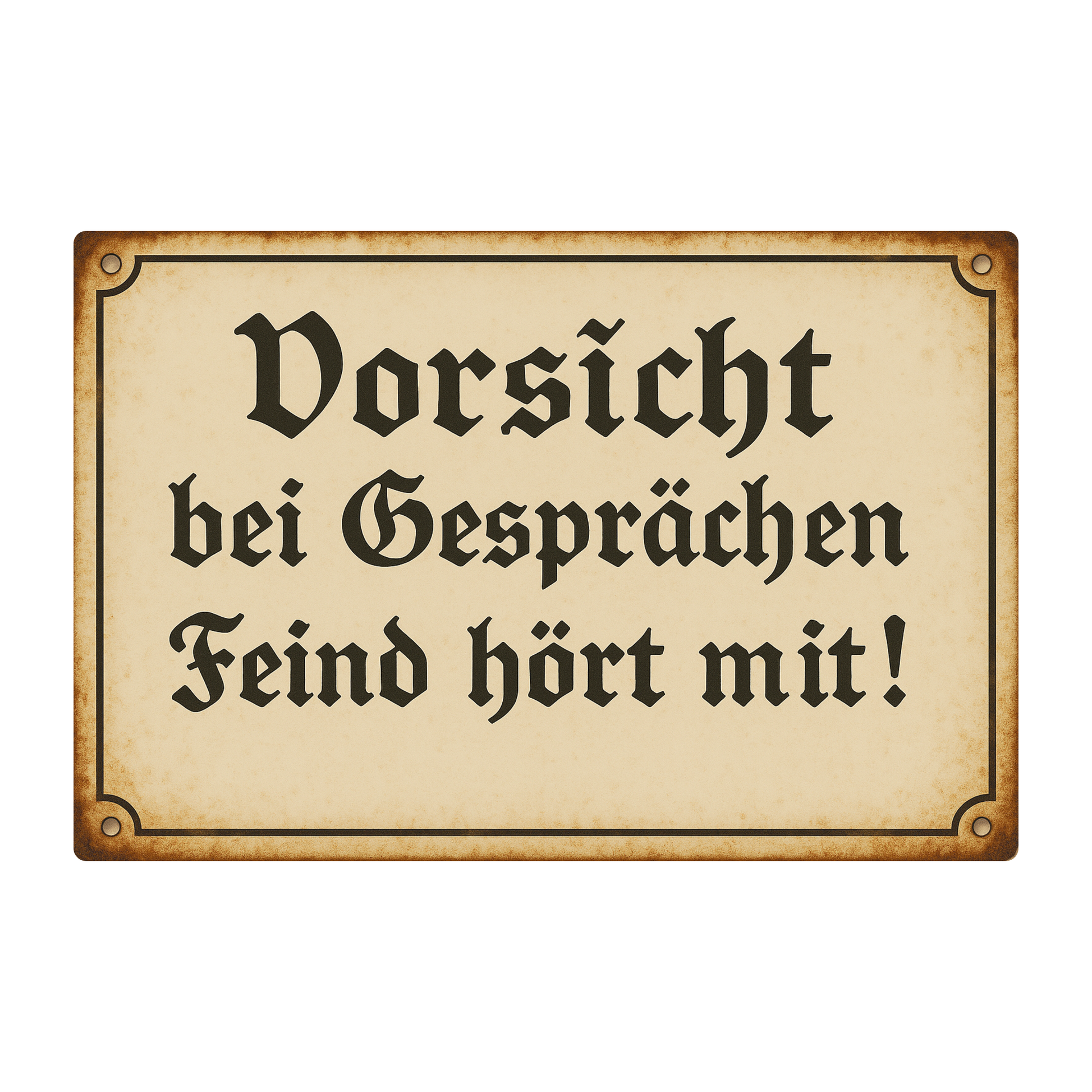 Blechschild der Feind hört mit