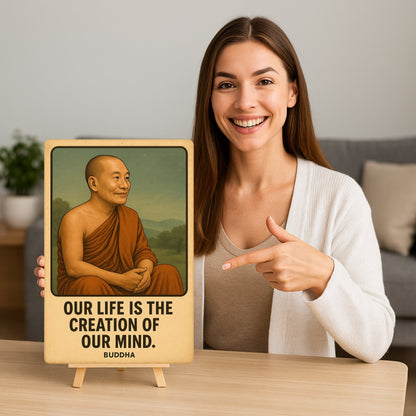 Buddha Zitat Creation of Mind Blechschild