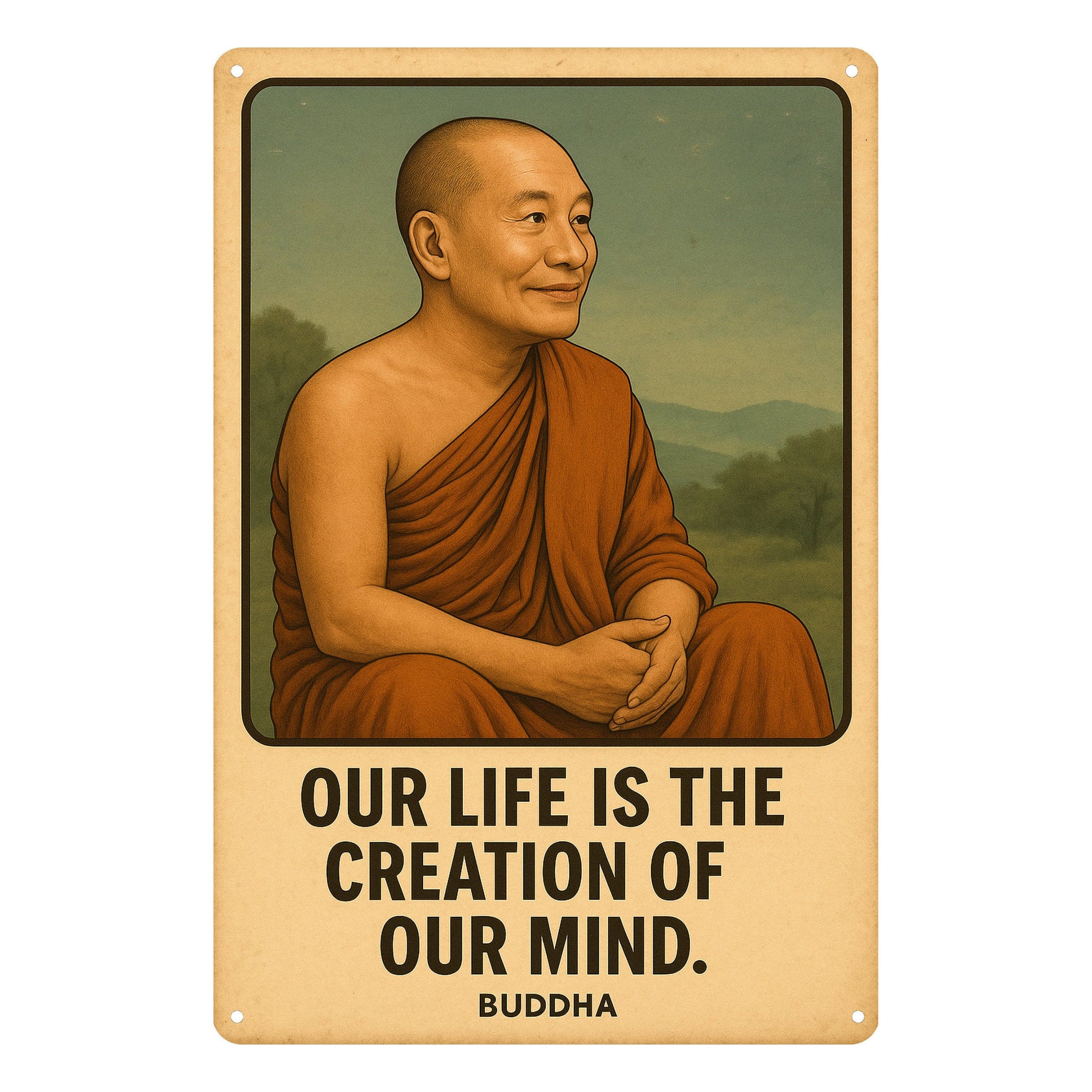 Buddha Zitat Creation of Mind Blechschild