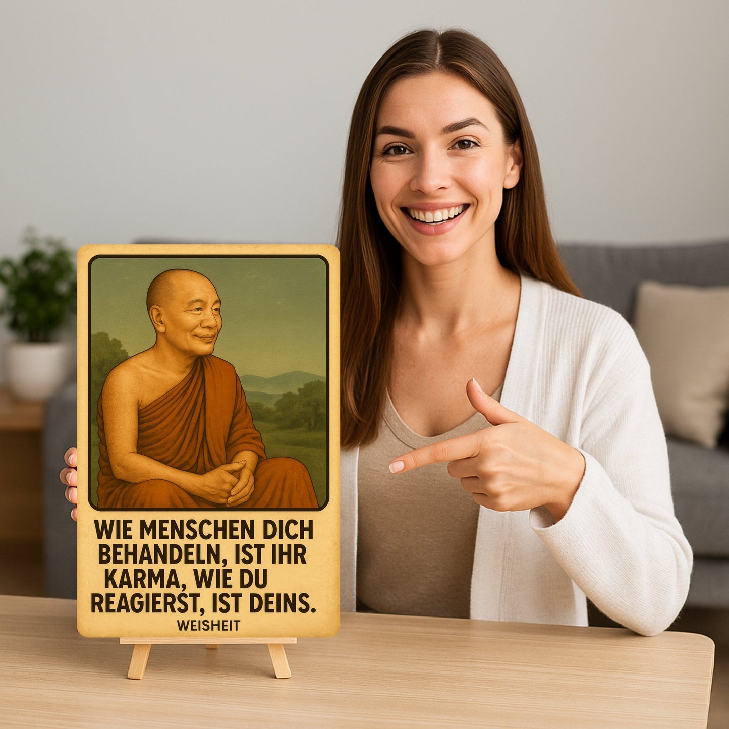 Buddha Zitat Karma Blechschild