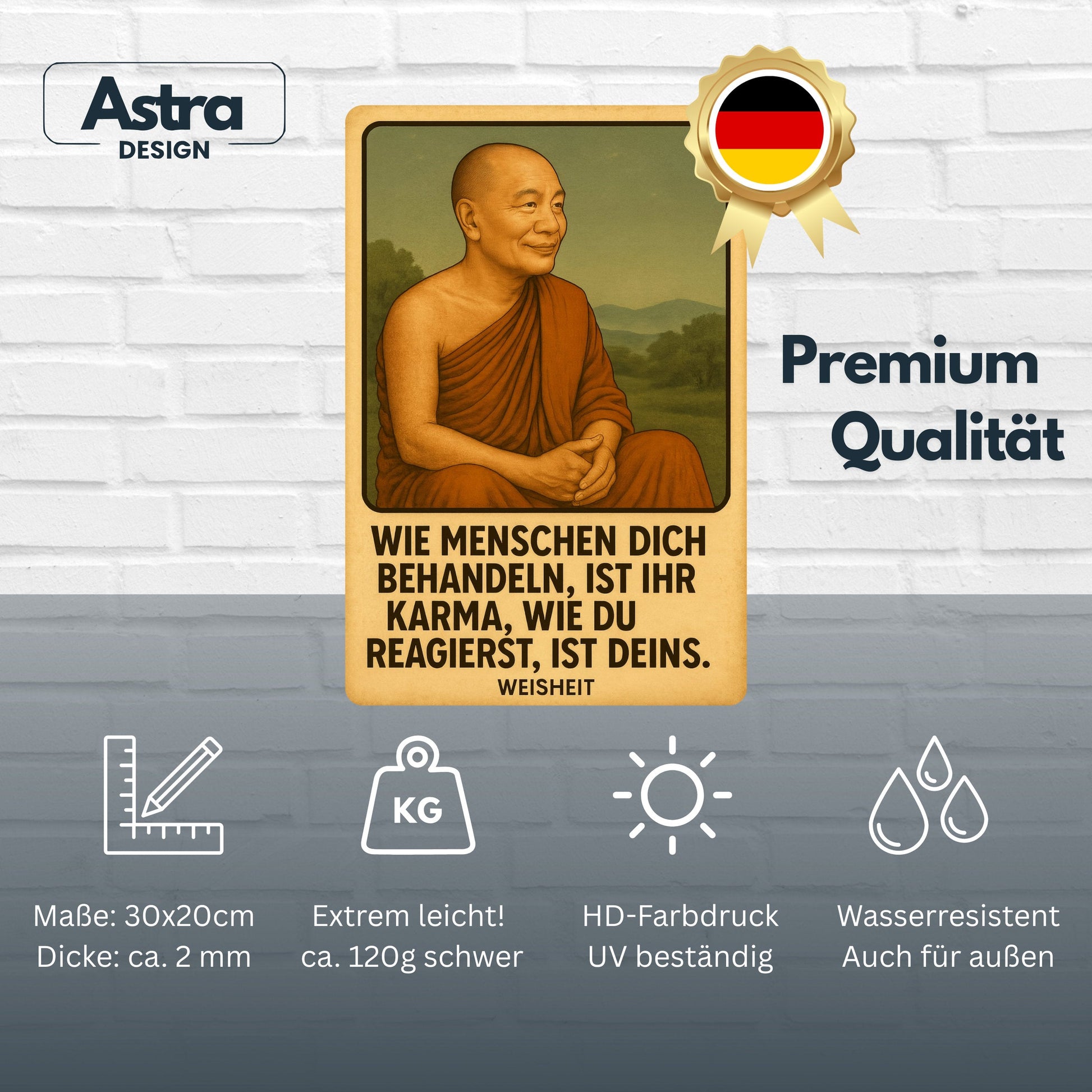 Buddha Zitat Karma Blechschild