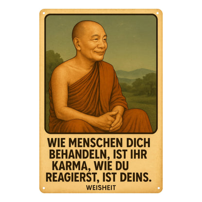 Buddha Zitat Karma Blechschild