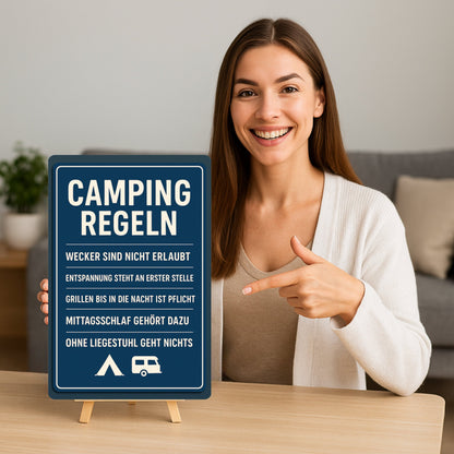 Camping Regeln Blechschild