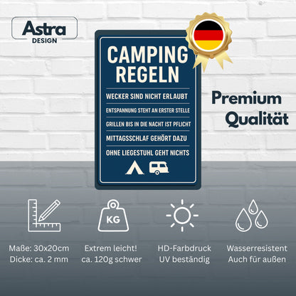 Camping Regeln Blechschild