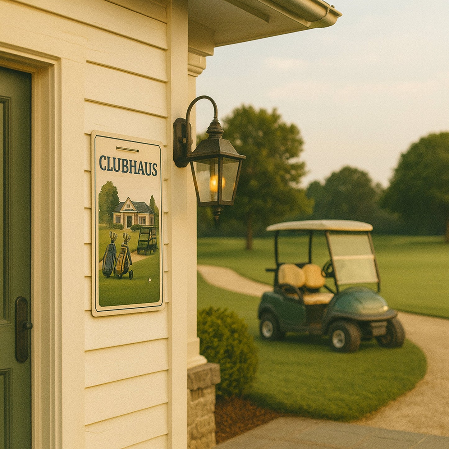 Clubhaus Golfplatz Blechschild