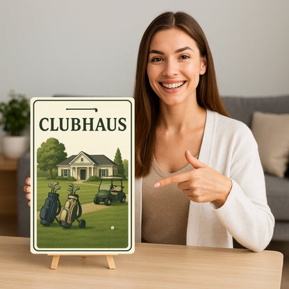 Clubhaus Golfplatz Blechschild