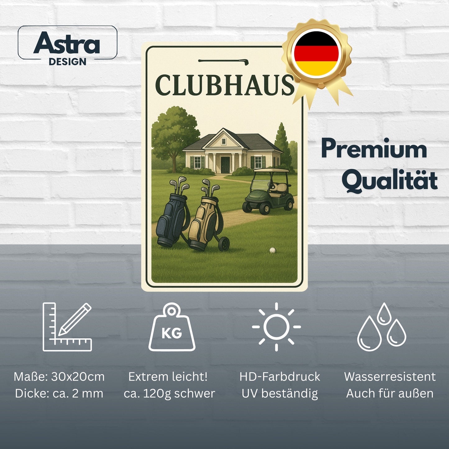 Clubhaus Golfplatz Blechschild