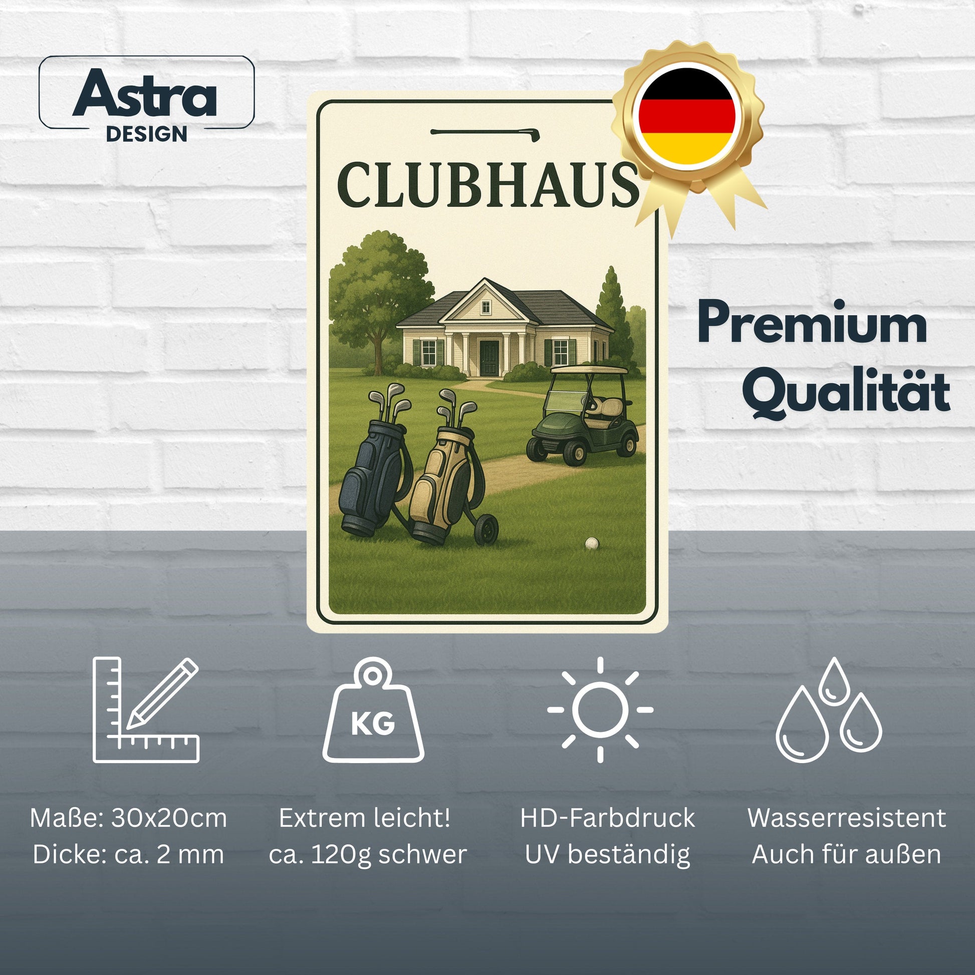 Clubhaus Golfplatz Blechschild