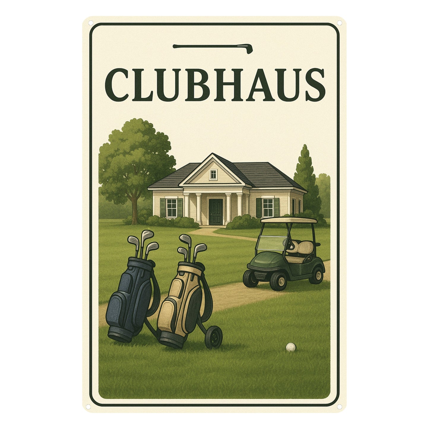 Clubhaus Golfplatz Blechschild