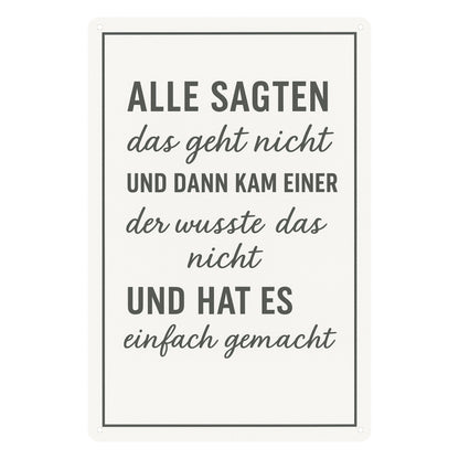Das geht nicht Zitat Blechschild
