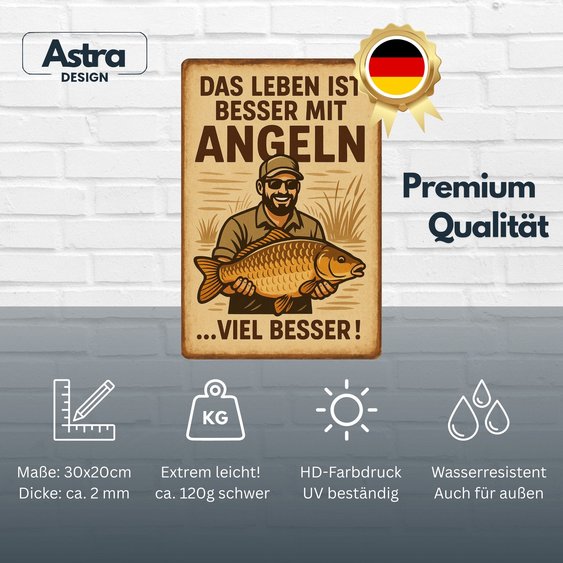Leben ist besser mit Angeln Blechschild