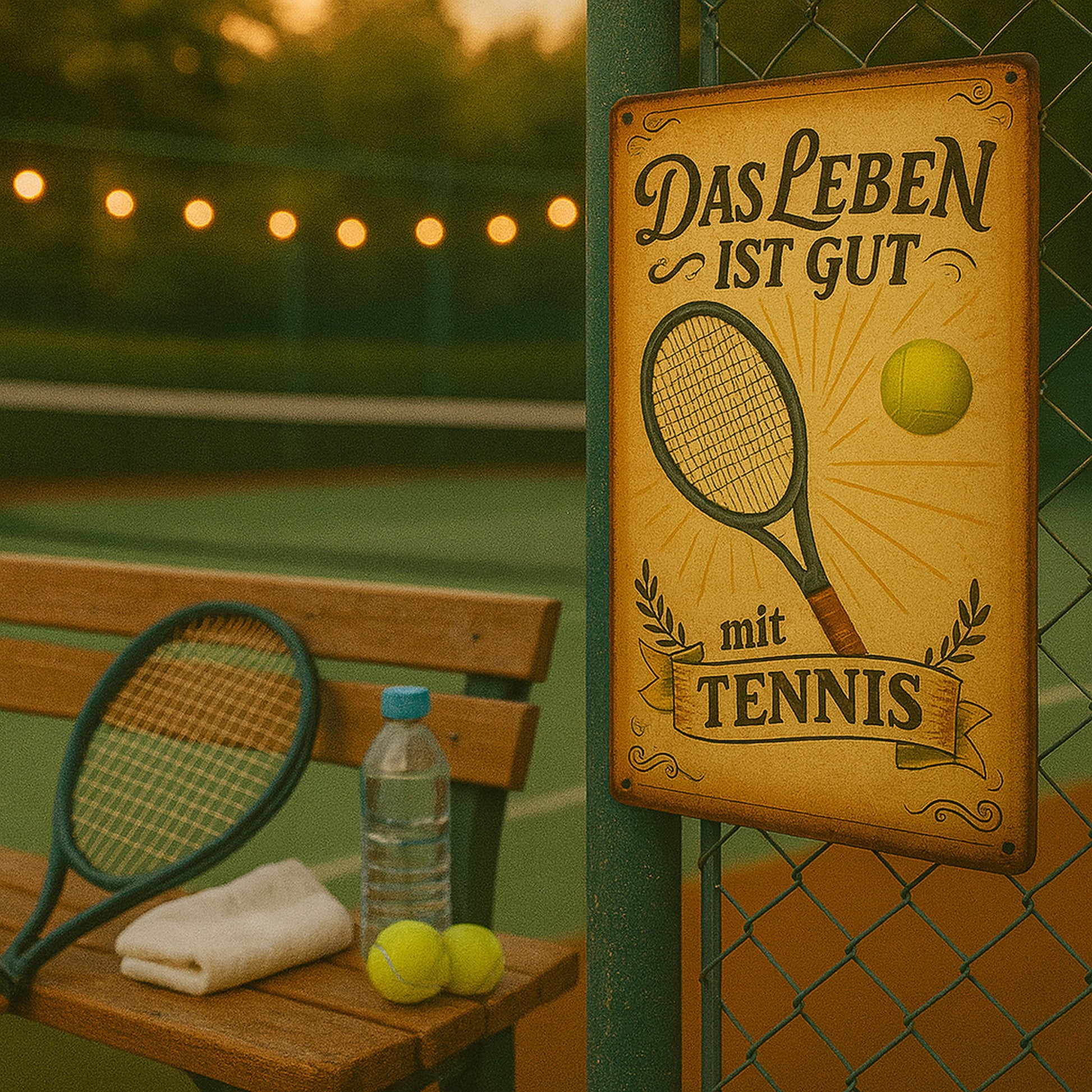 Das Leben ist gut mit Tennis Blechschild