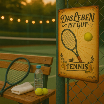 Das Leben ist gut mit Tennis Blechschild