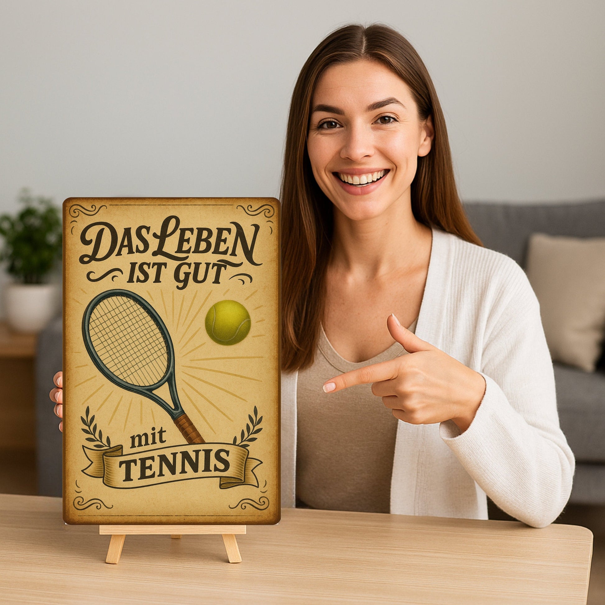 Das Leben ist gut mit Tennis Blechschild