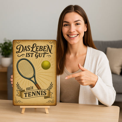 Das Leben ist gut mit Tennis Blechschild