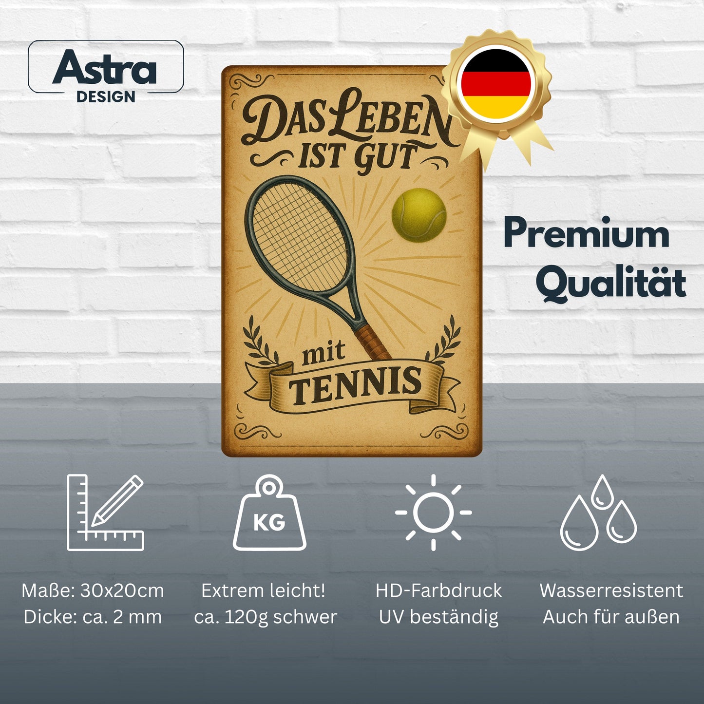 Das Leben ist gut mit Tennis Blechschild