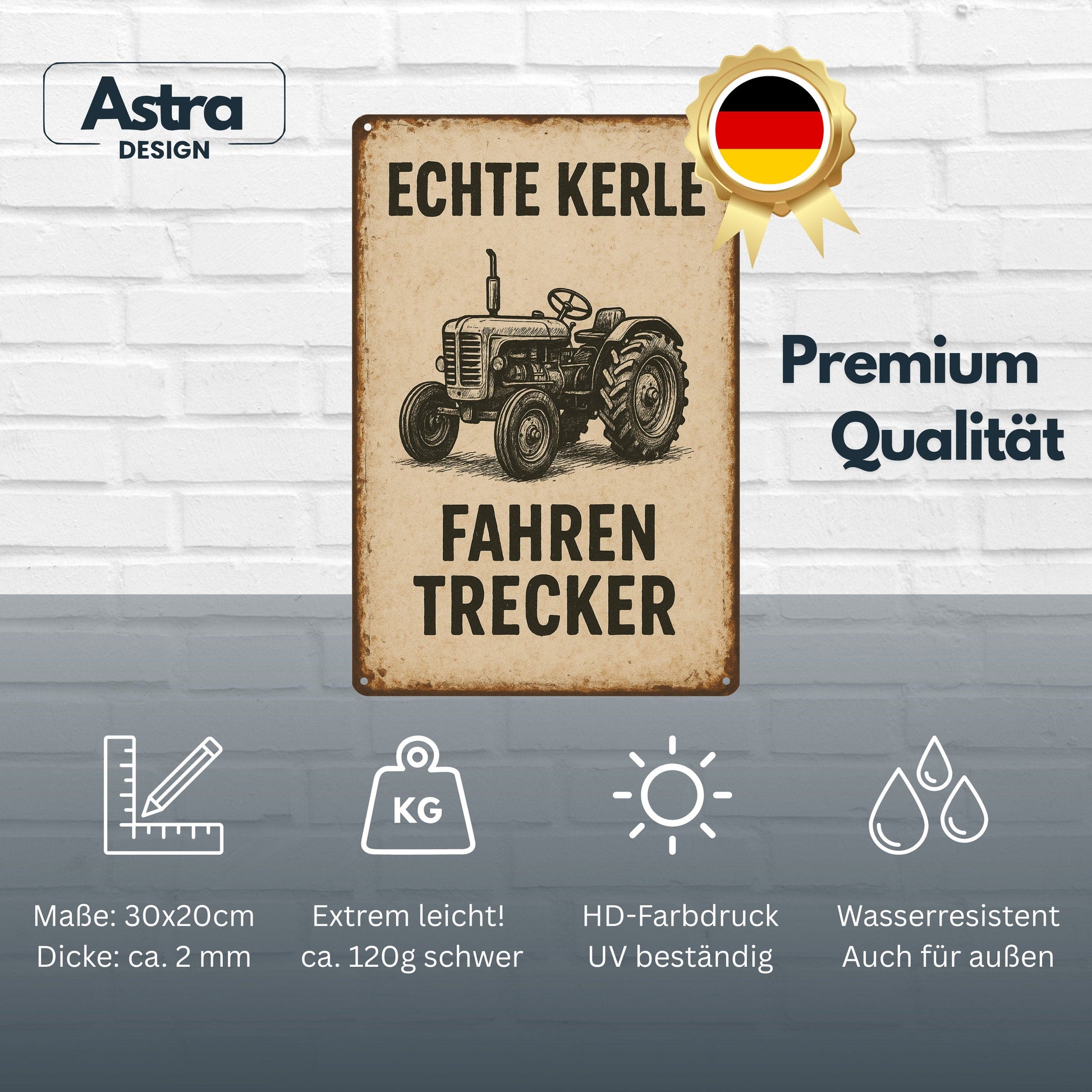 Echte Kerle fahren Trecker Blechschild