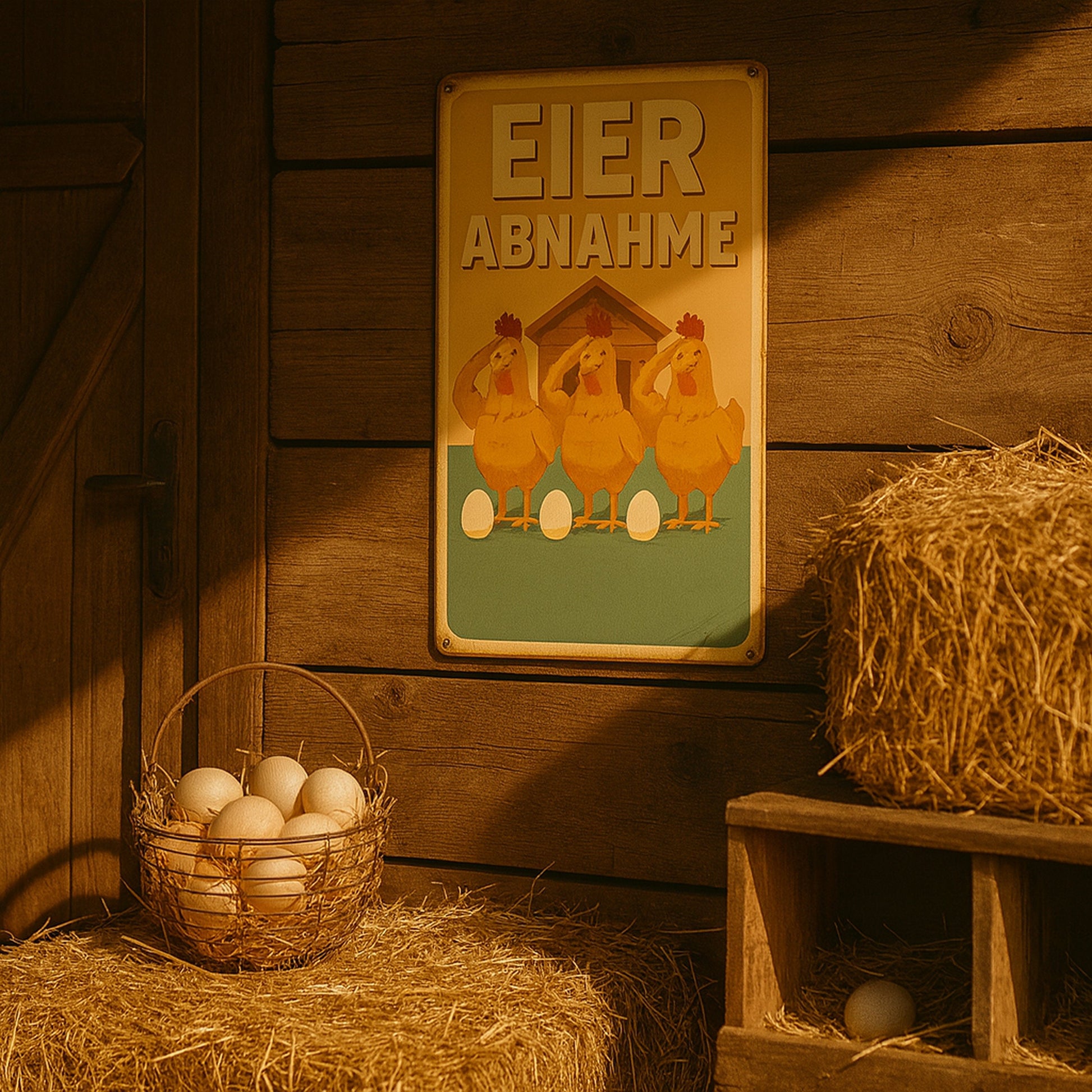 Eier Abnahme Blechschild