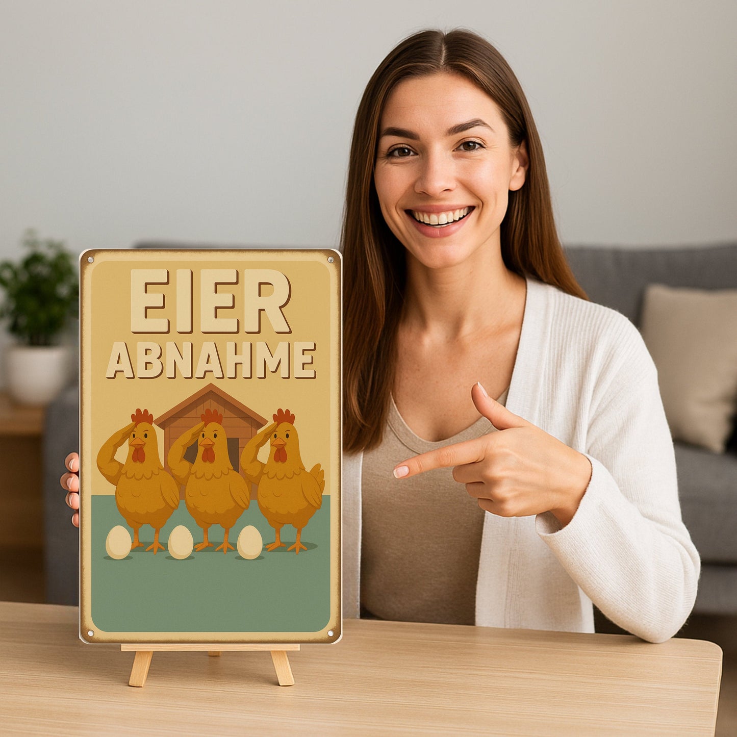 Eier Abnahme Blechschild