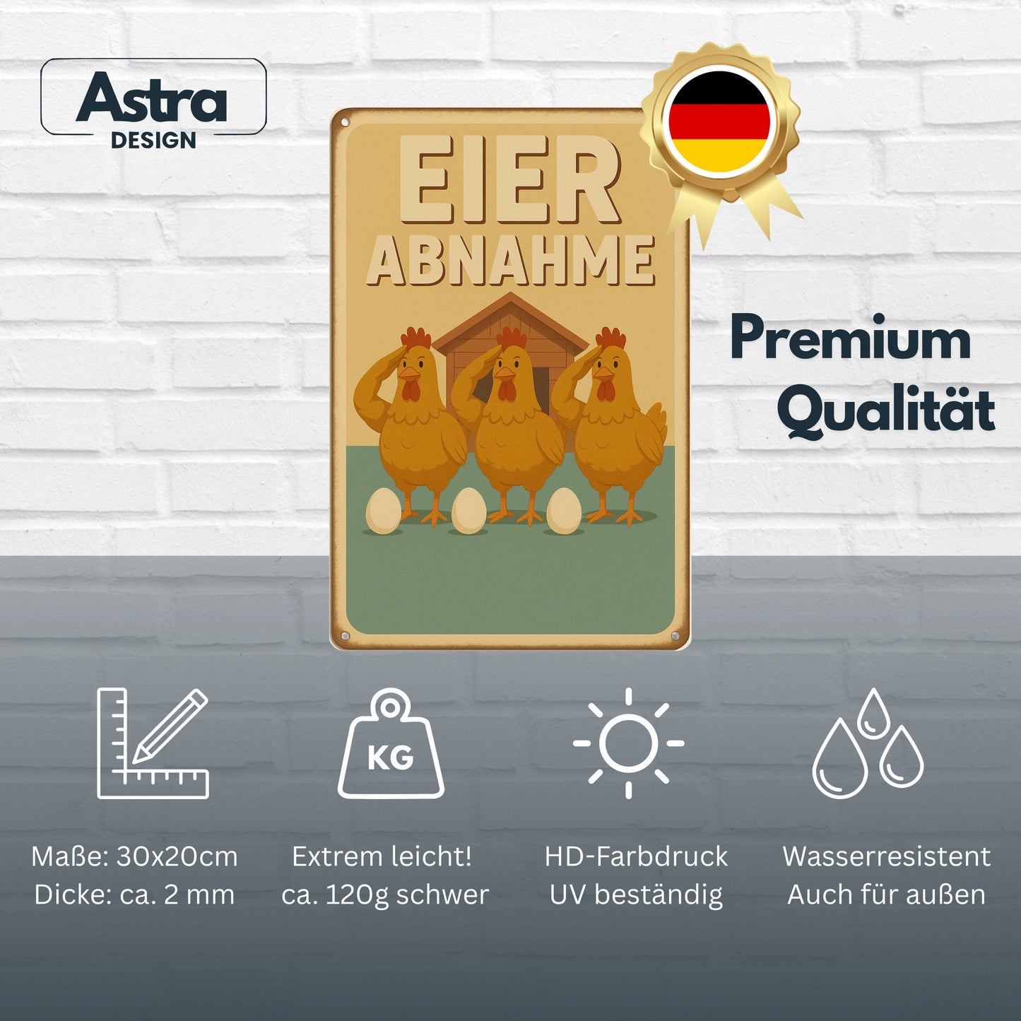 Eier Abnahme Blechschild