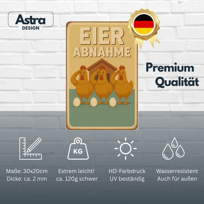 Eier Abnahme Blechschild