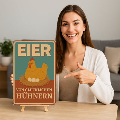 Eier von glücklichen Hühnern Blechschild