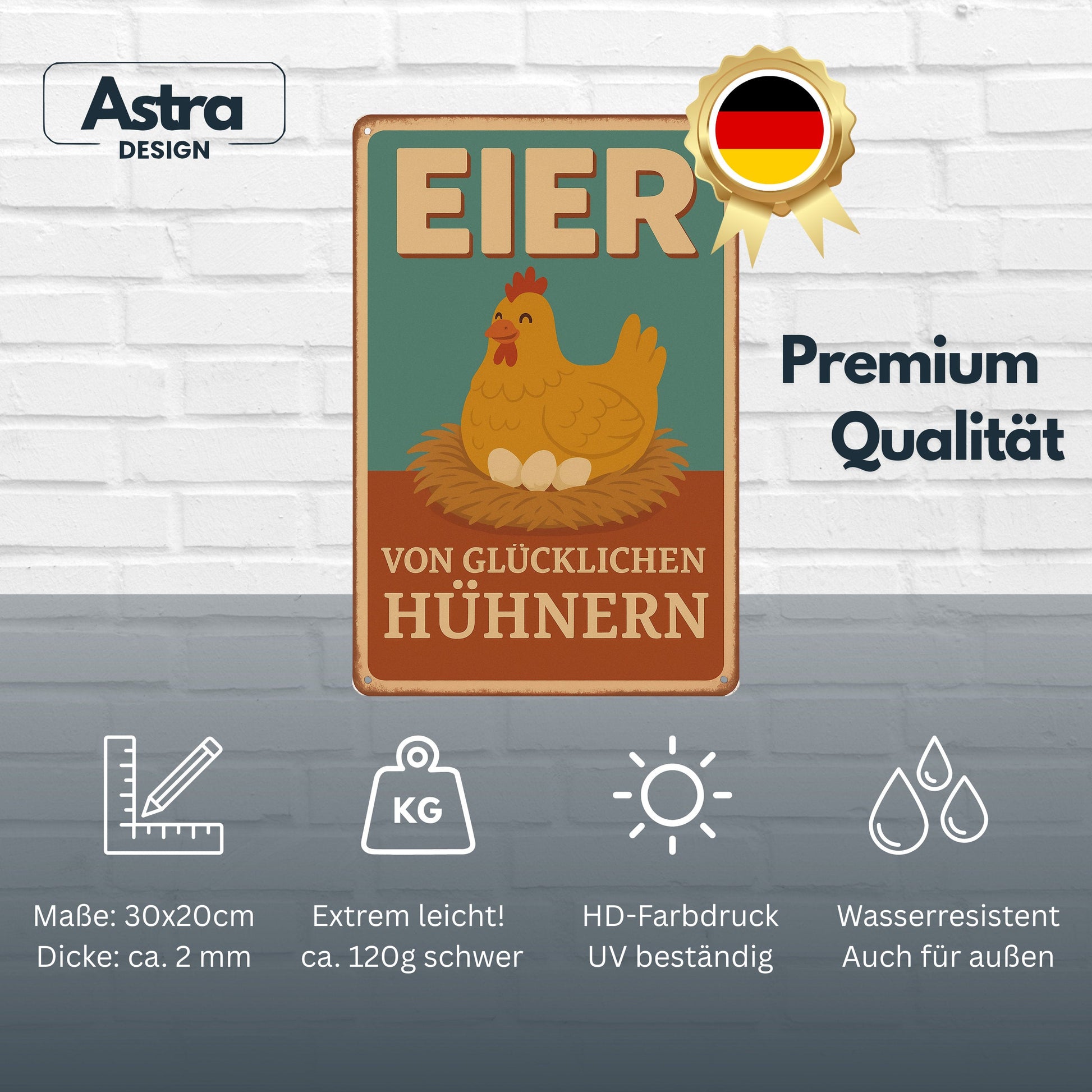 Eier von glücklichen Hühnern Blechschild