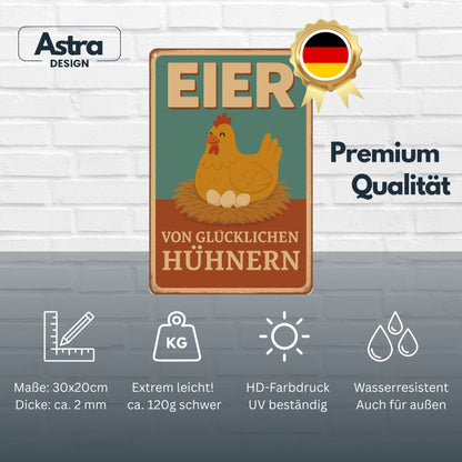 Eier von glücklichen Hühnern Blechschild