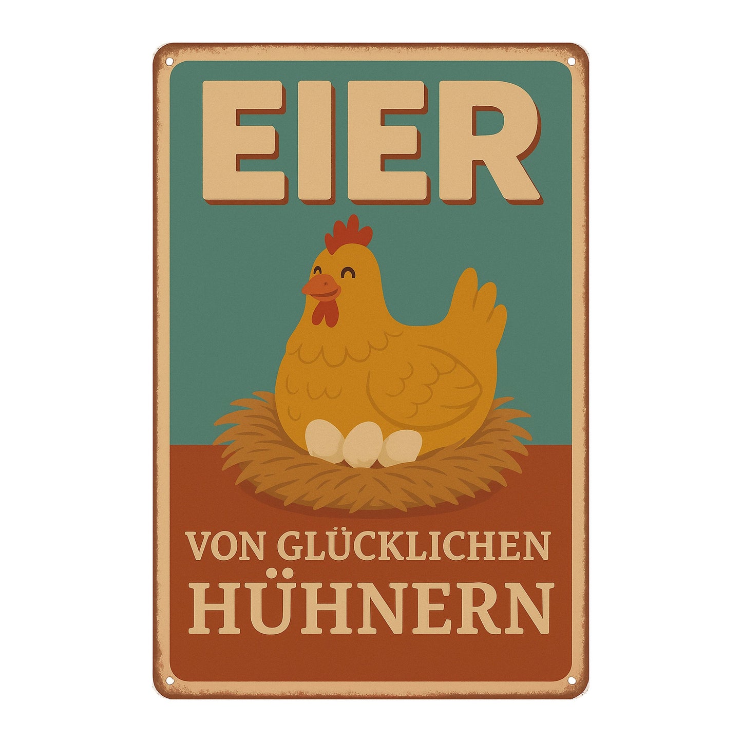 Eier von glücklichen Hühnern Blechschild