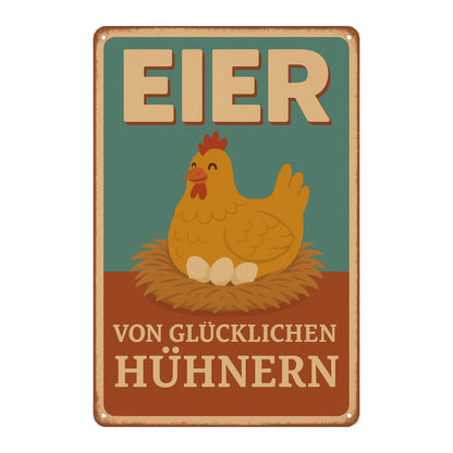 Eier von glücklichen Hühnern Blechschild