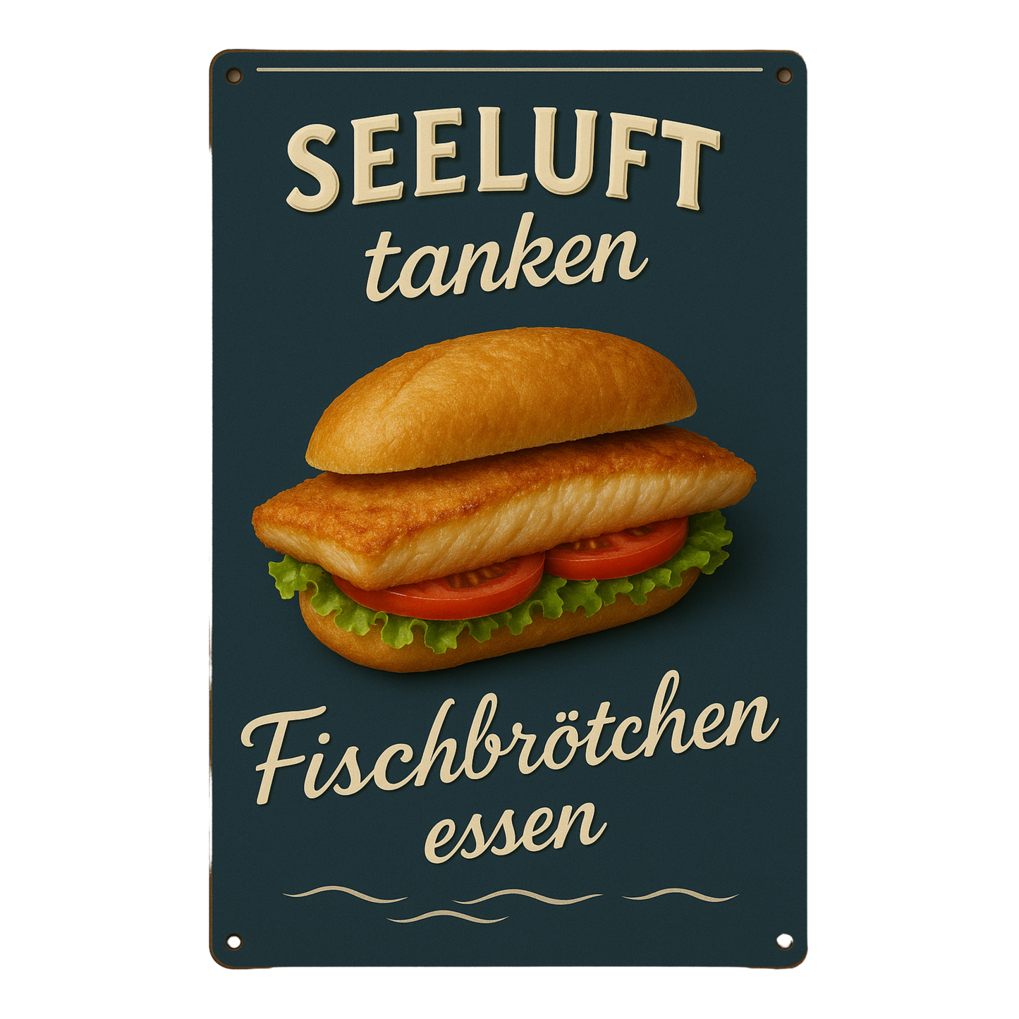 Fischbrötchen essen Blechschild