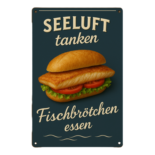 Fischbrötchen essen Blechschild