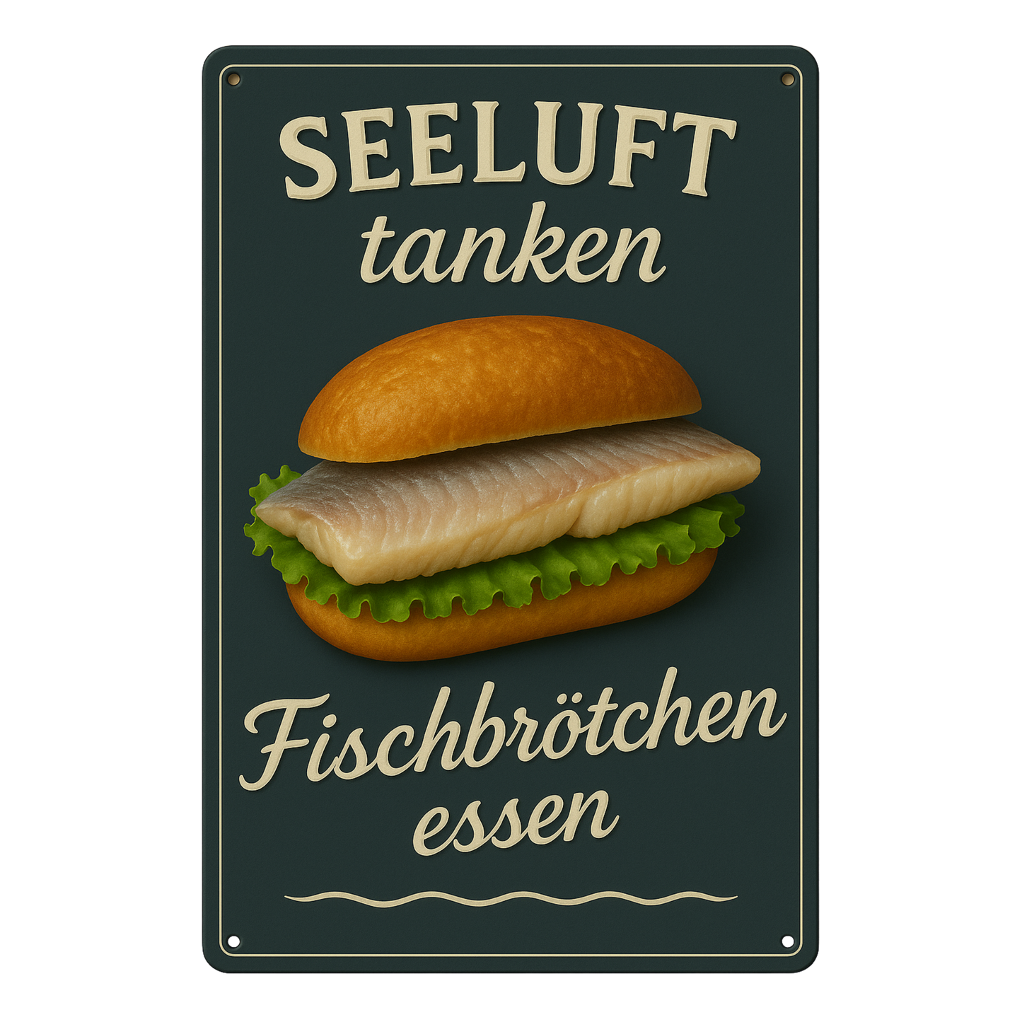 Fischbrötchen essen Blechschild