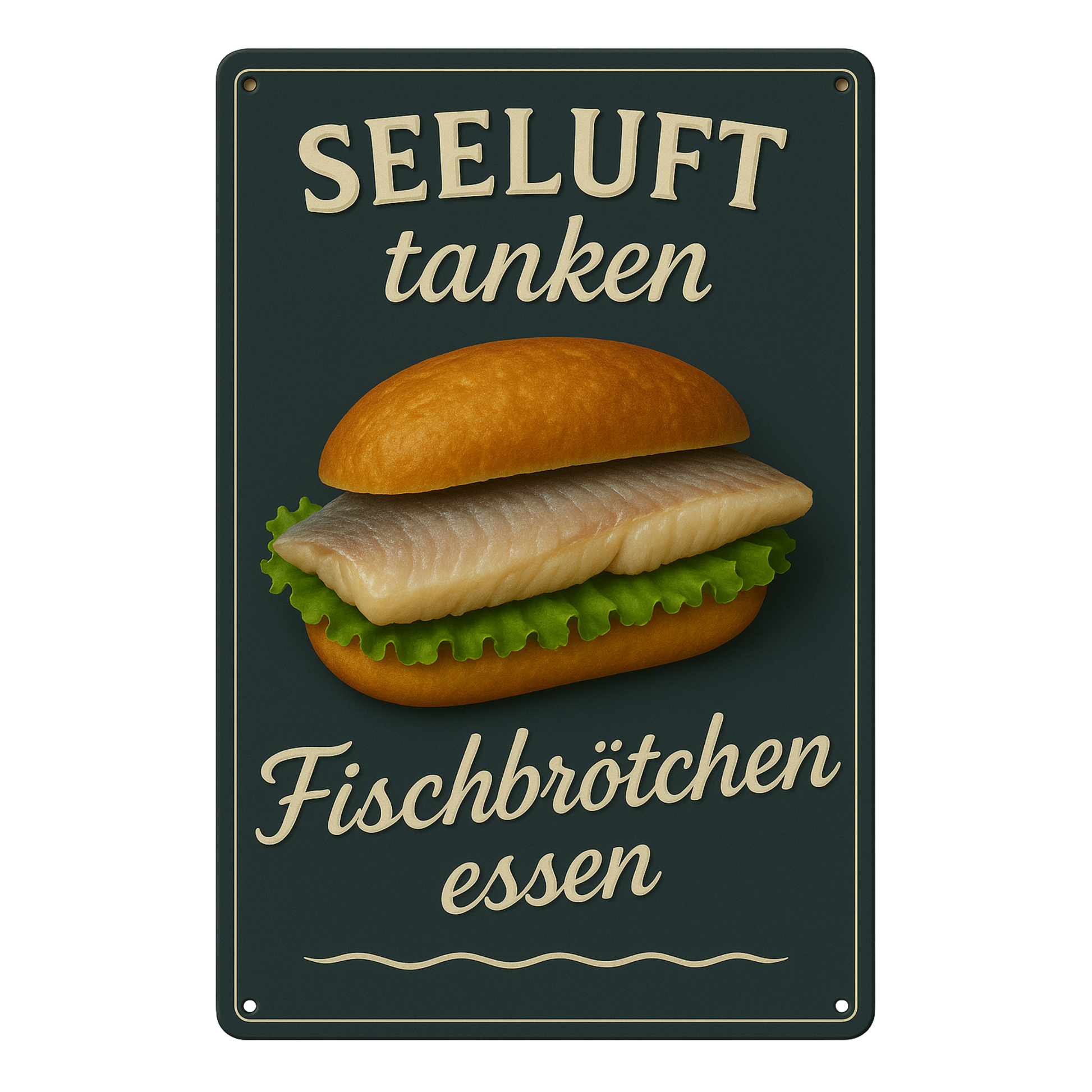 Fischbrötchen essen Blechschild