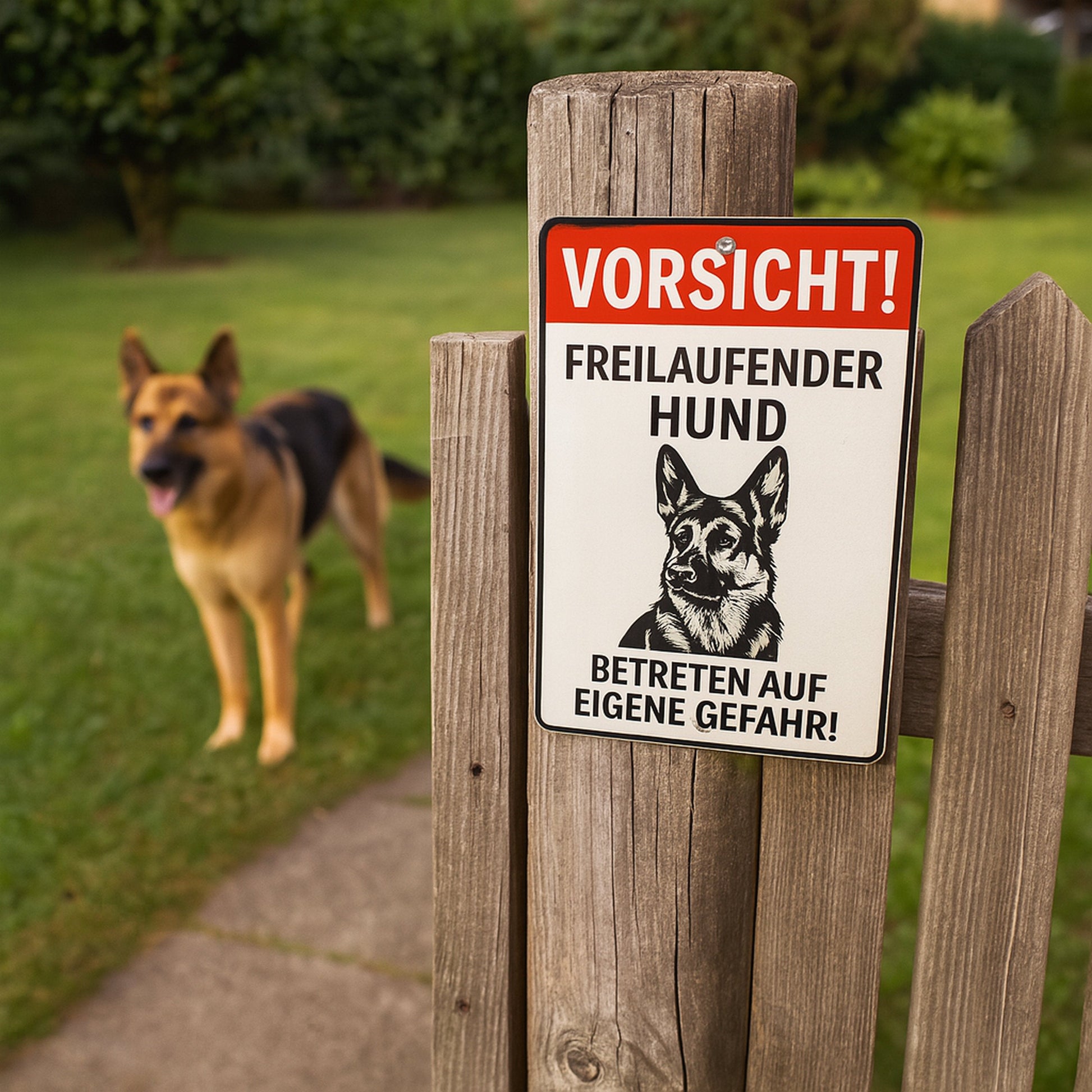 Vorsicht freilaufender Hund Blechschild