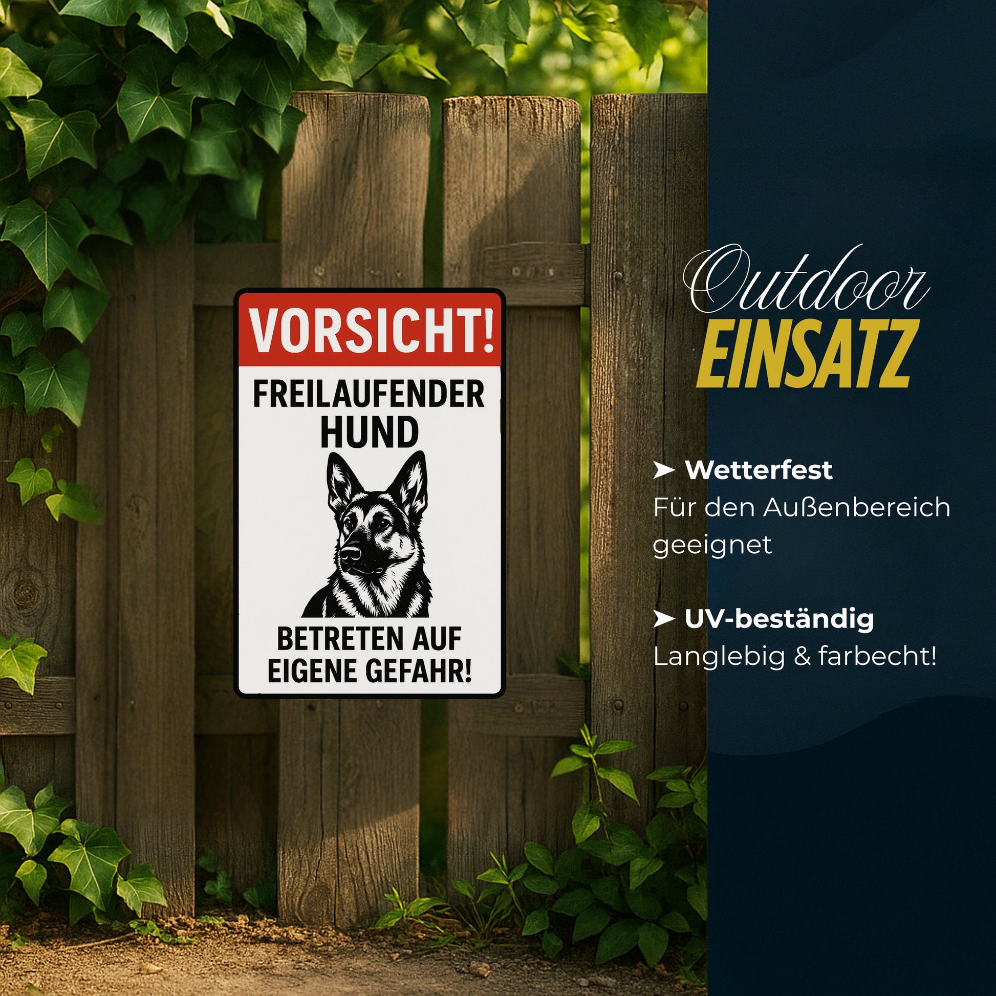 Vorsicht freilaufender Hund Blechschild