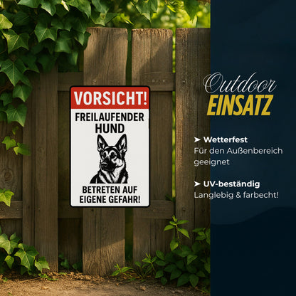 Vorsicht freilaufender Hund Blechschild