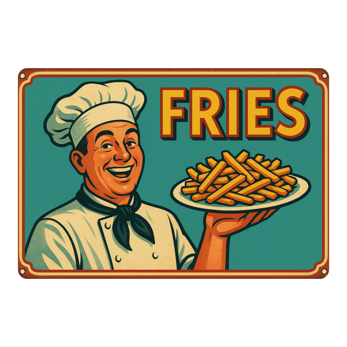 Blechschild Fries Retro Küche