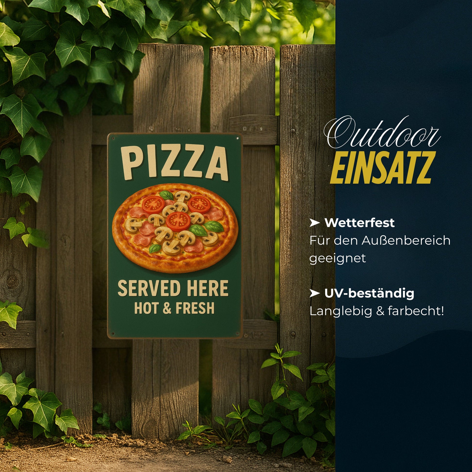 Pizza Served Here Hot and Fresh Blechschild