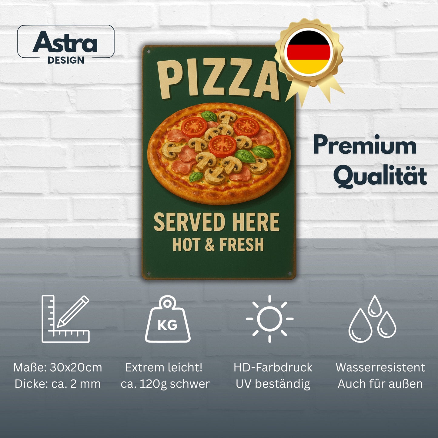 Pizza Served Here Hot and Fresh Blechschild