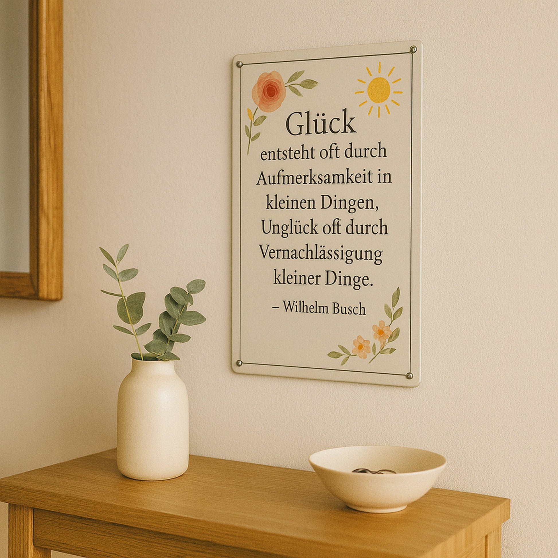Glück Aufmerksamkeit Zitat Blechschild