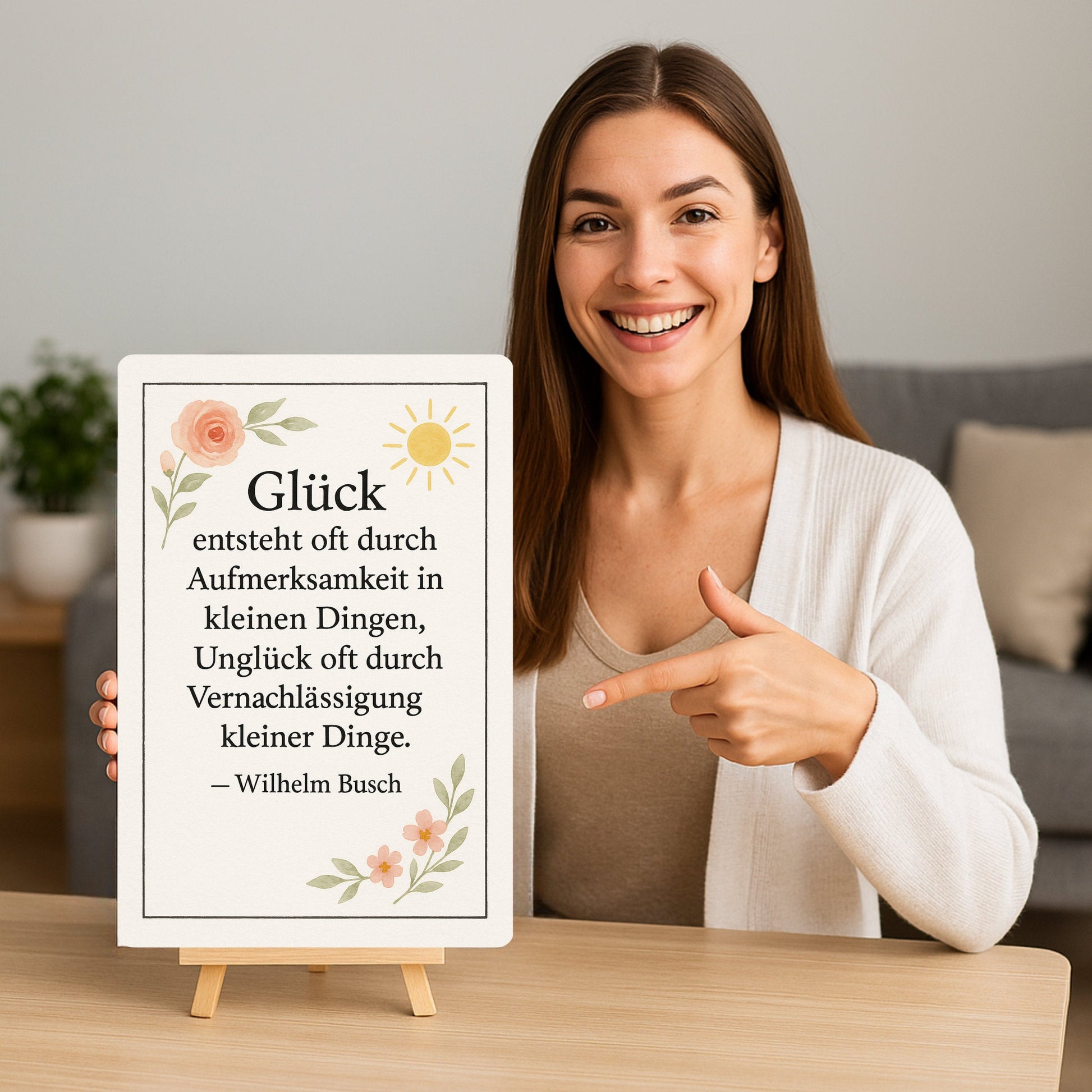 Glück Aufmerksamkeit Zitat Blechschild