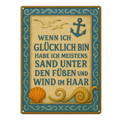 Glücklich Sand unter dem Fuß Blechschild