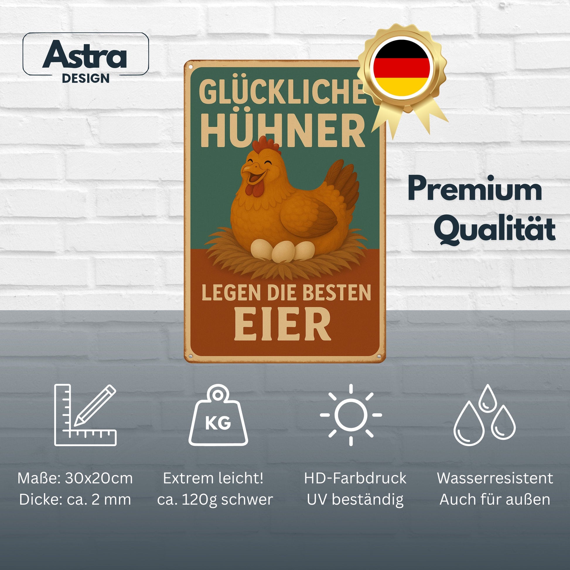 Glückliche Hühner Blechschild
