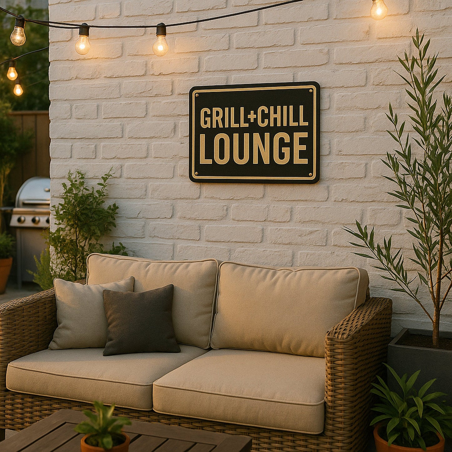 Grill und Chill Lounge Blechschild