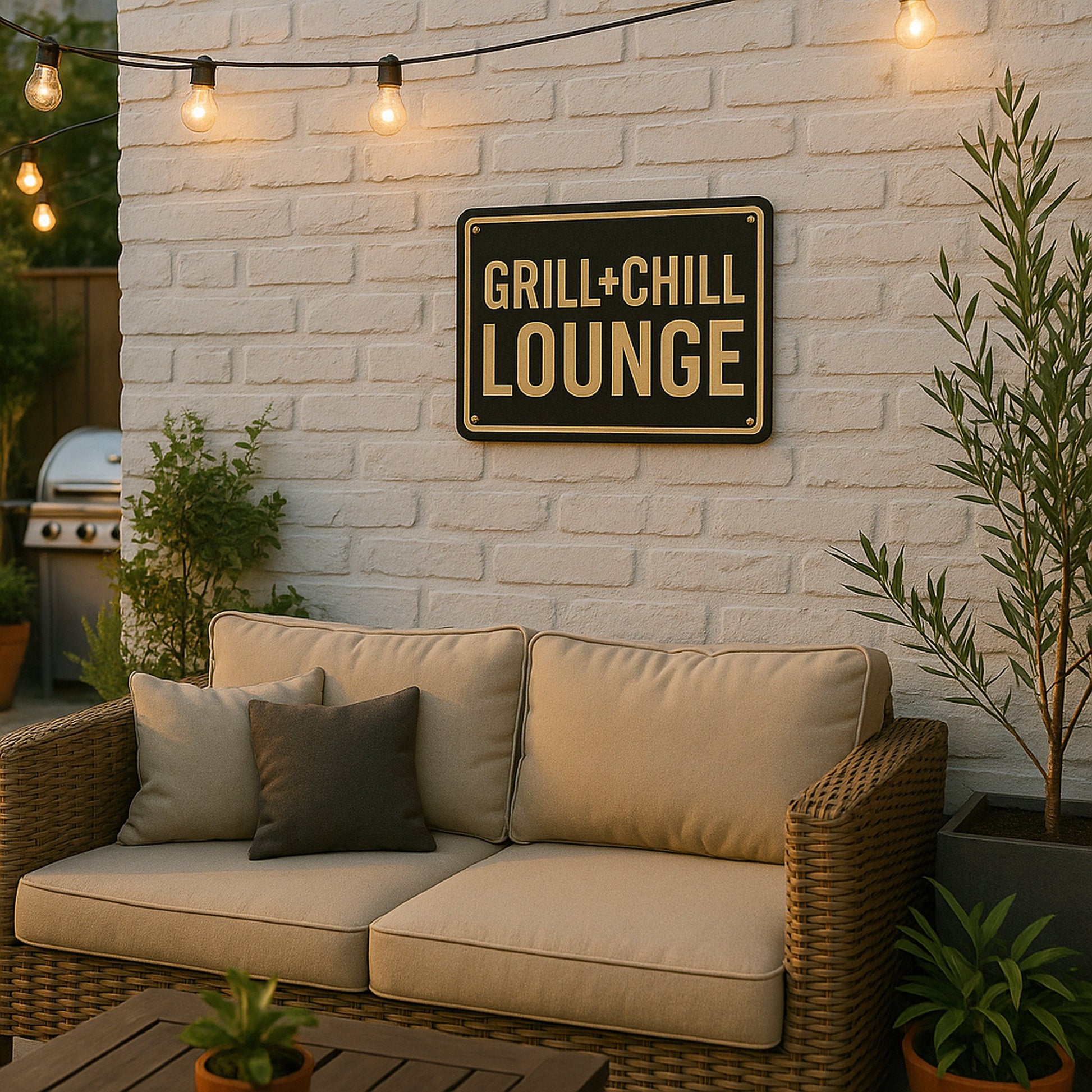 Grill und Chill Lounge Blechschild