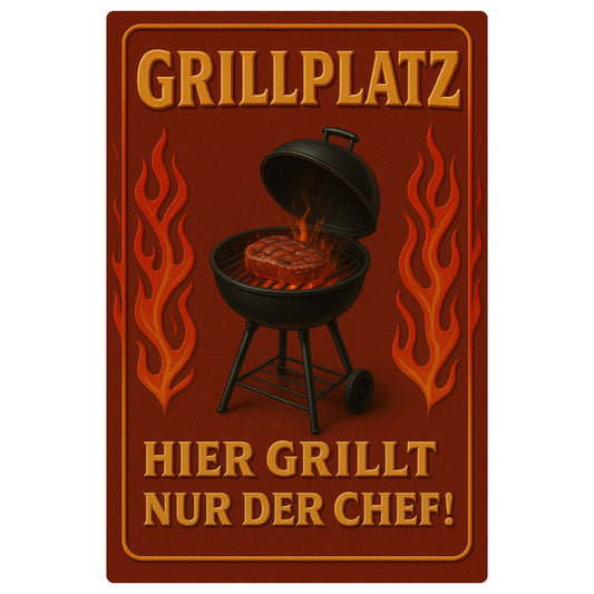 Grillplatz Hier grillt nur der Chef Blechschild
