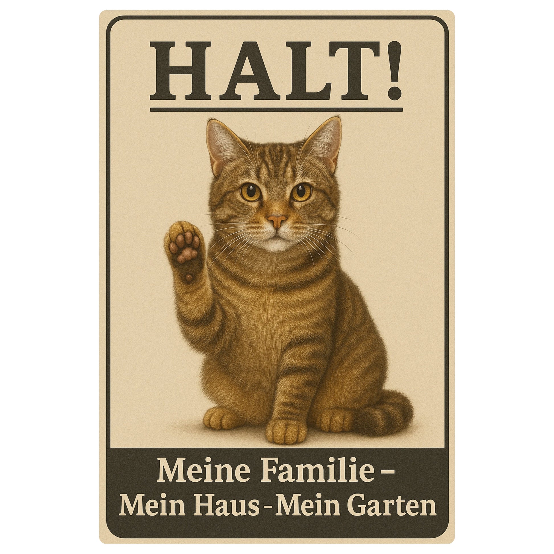 Halt! Katze Blechschild