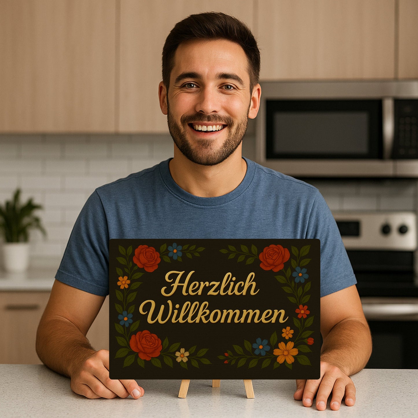 Herzlich Willkommen Blechschild