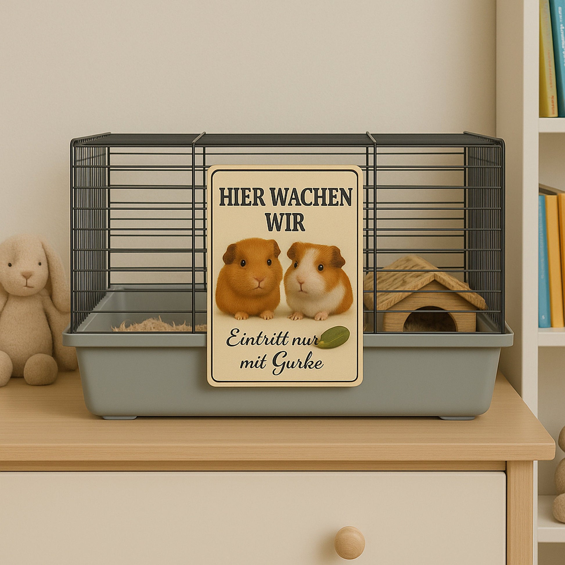 Hier wachen wir Meerschweinchen Blechschild